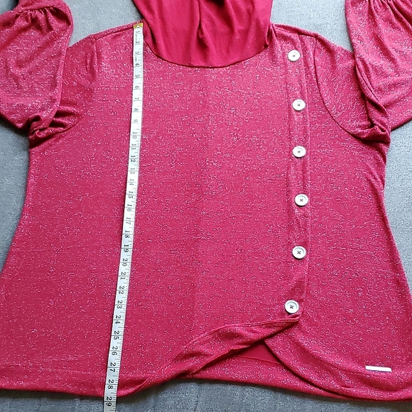 ADRIENNE VITTADINI Red Cowl Metallic Thread Long Sleeve Sweater SIZE: 2X - Picture 8 of 11